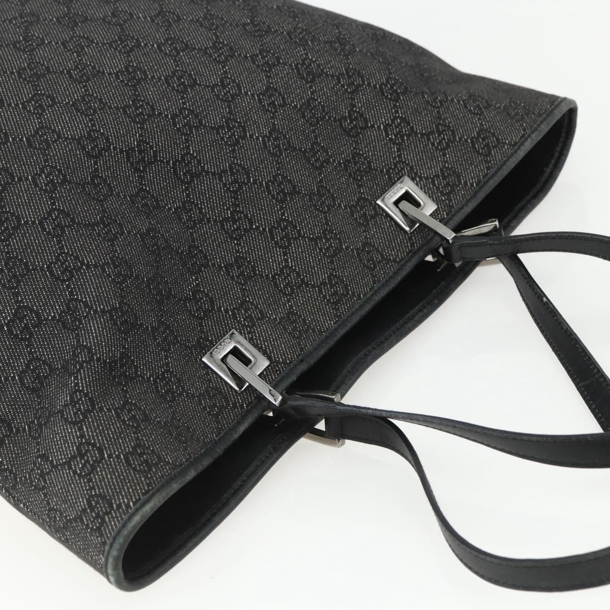 GUCCI GG Canvas Tote Bag Black Silver 31243 Auth 151463