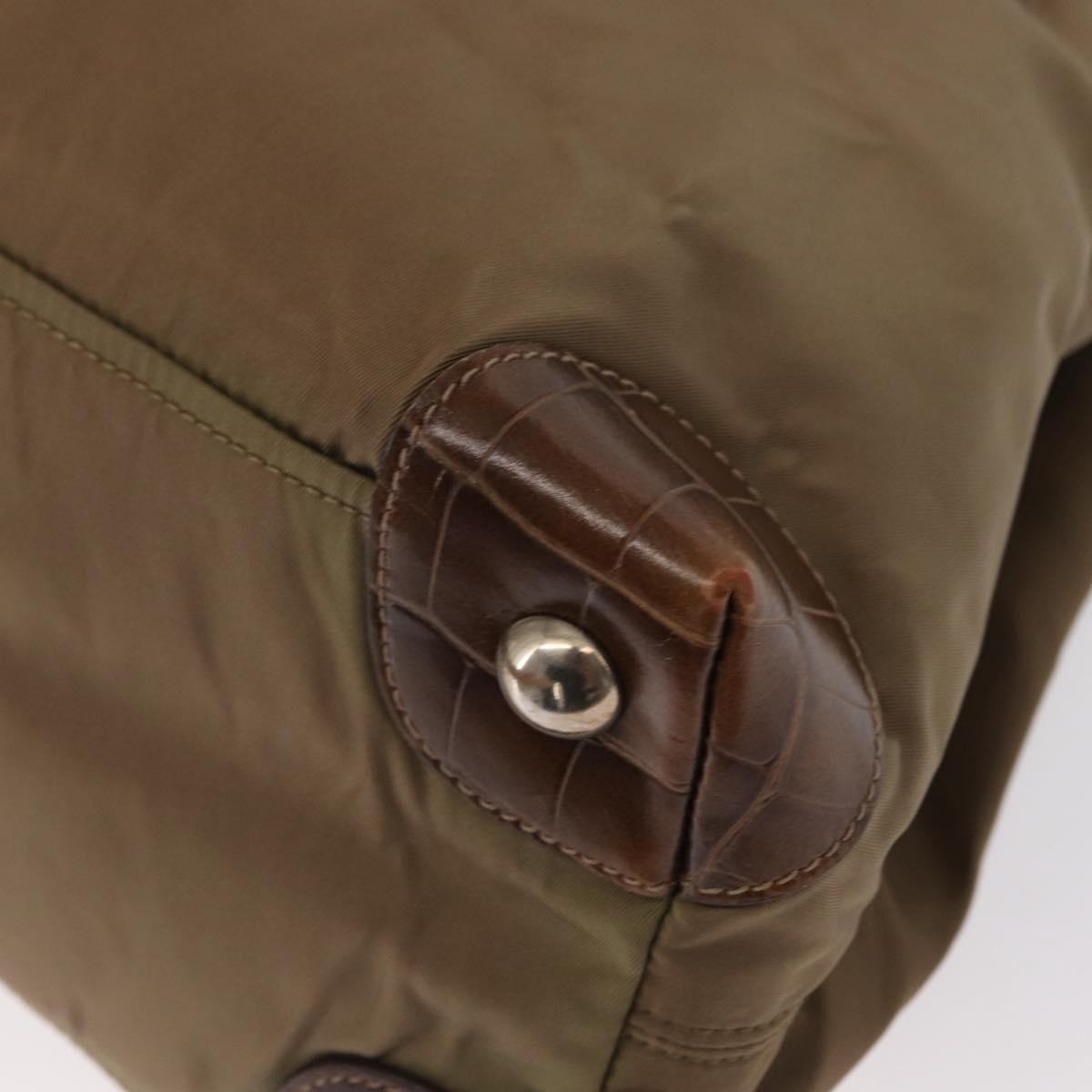 PRADA Shoulder Bag Nylon Beige Silver Auth 151464