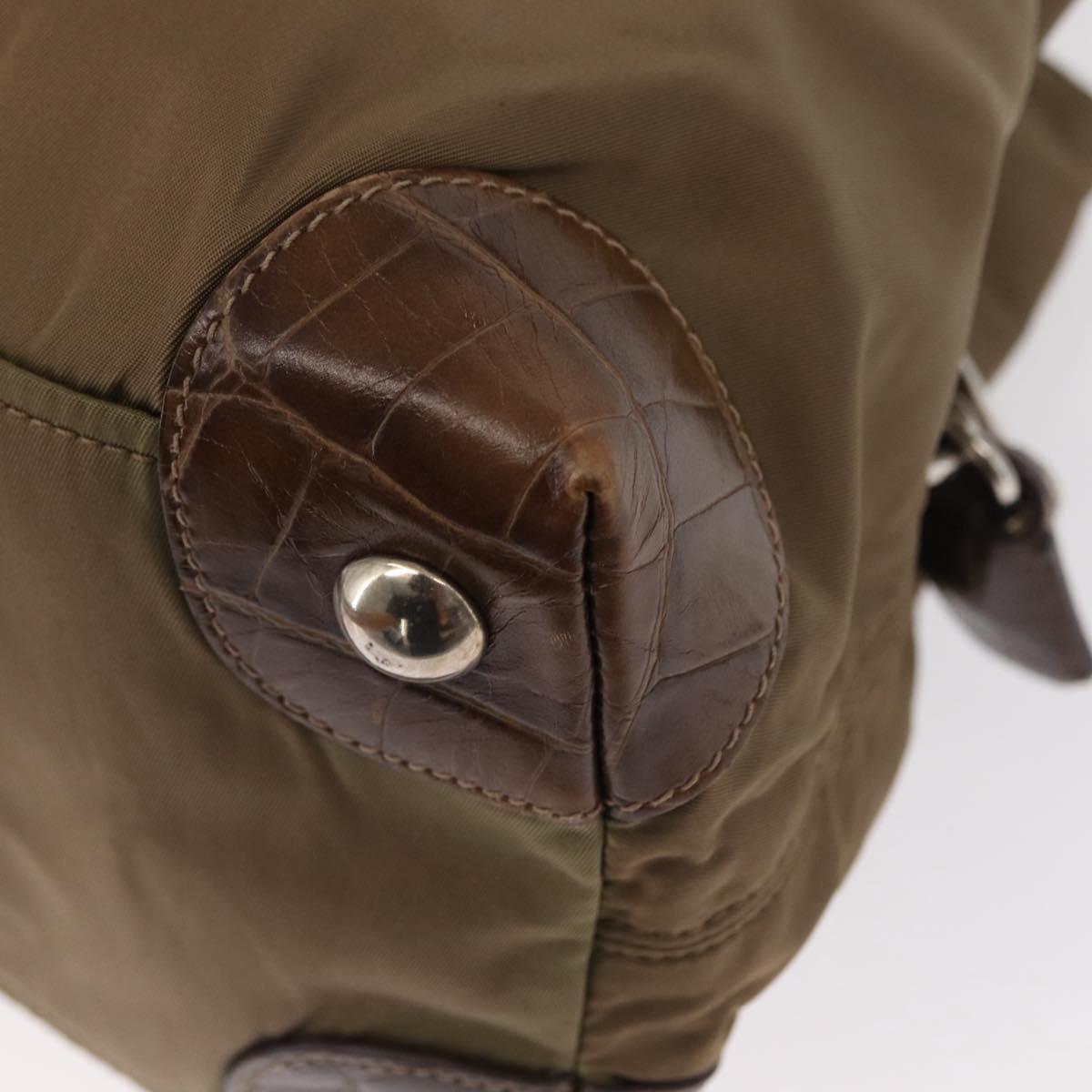 PRADA Shoulder Bag Nylon Beige Silver Auth 151464