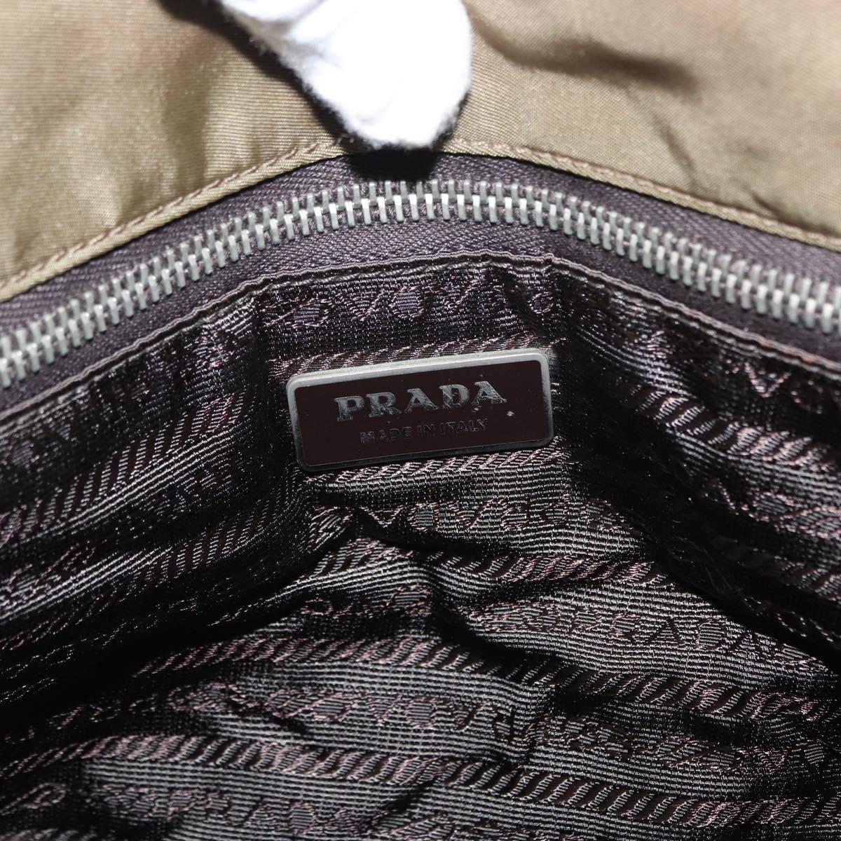 PRADA Shoulder Bag Nylon Beige Silver Auth 151464