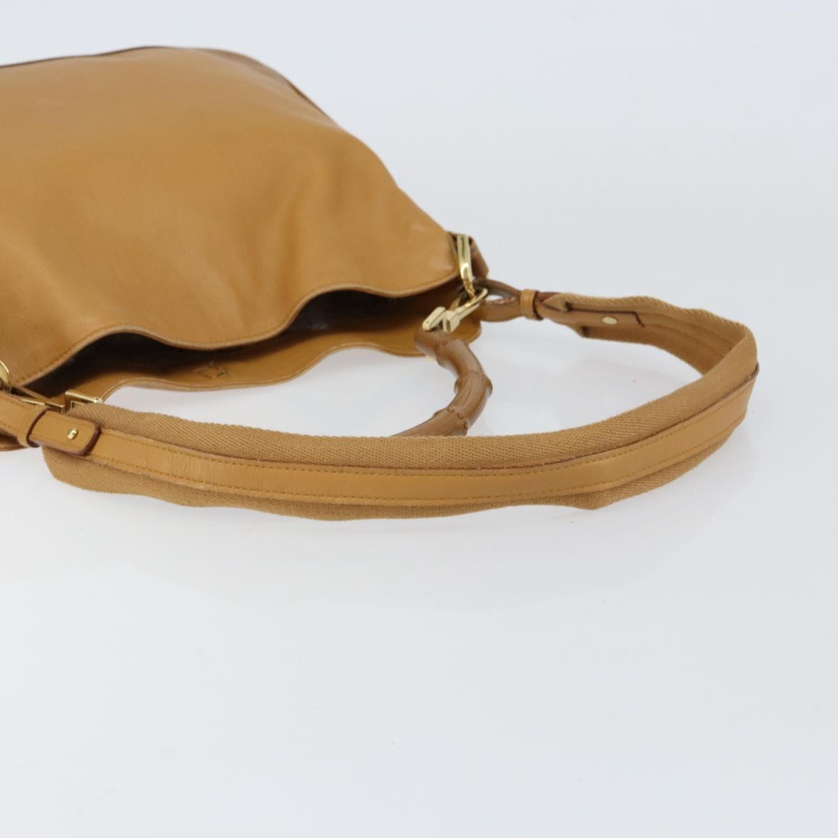 GUCCI Bamboo Shoulder Bag Leather 2way Beige Gold 001 4095 Auth 151465