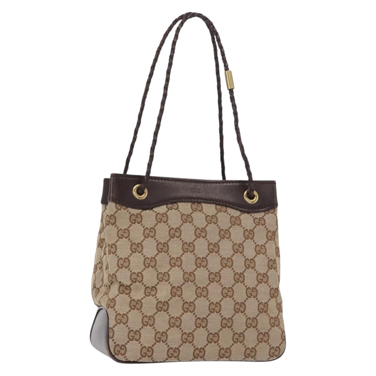 GUCCI GG Canvas Tote Bag Beige Gold 109143 Auth 151466