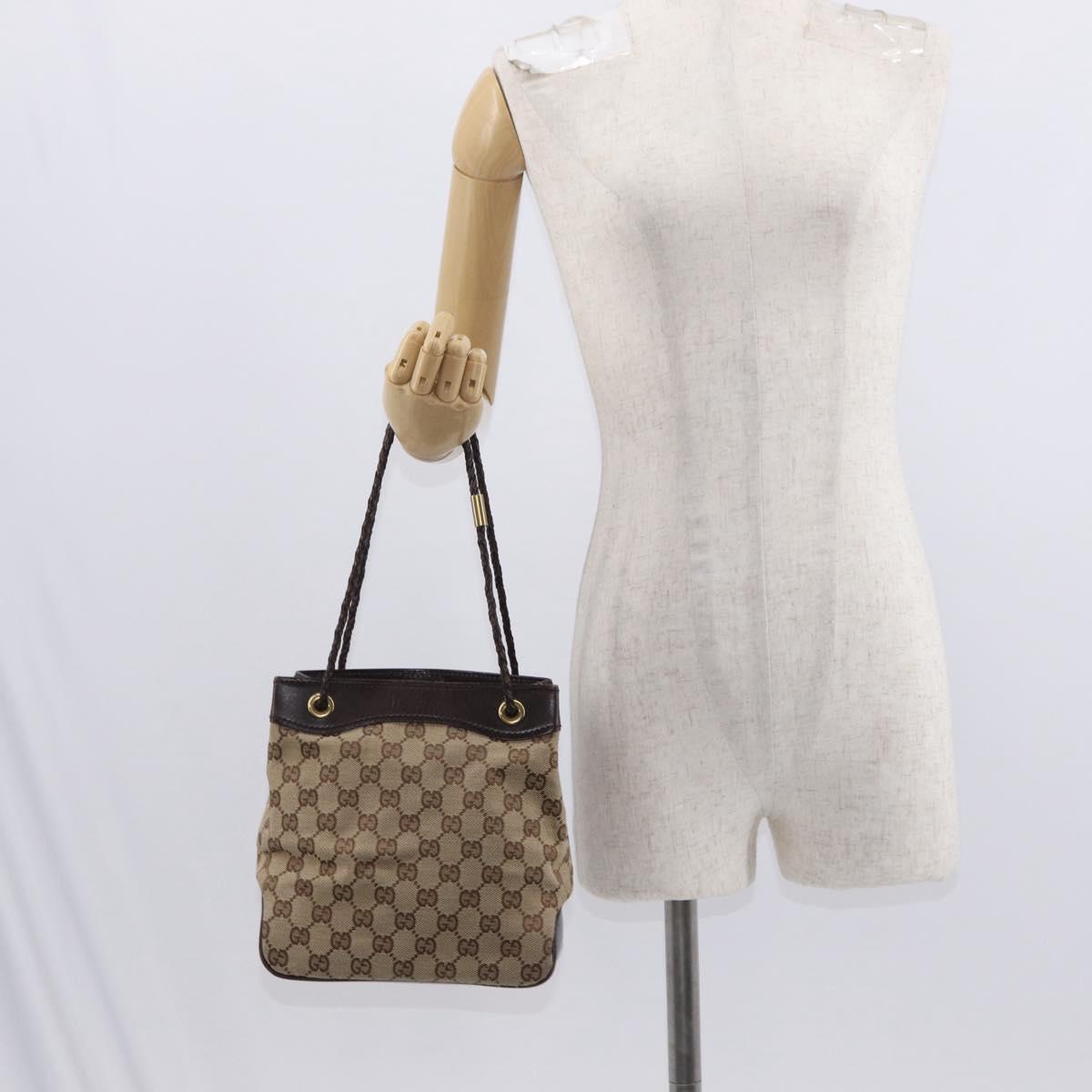 GUCCI GG Canvas Tote Bag Beige Gold 109143 Auth 151466