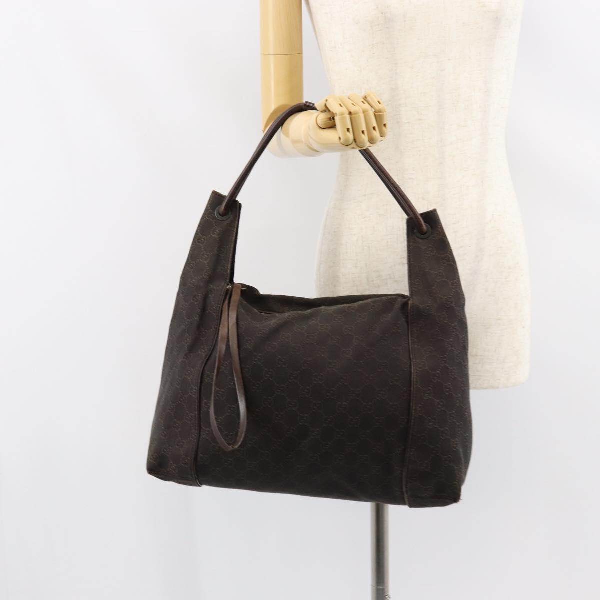 GUCCI GG Canvas Shoulder Bag Brown 101292 Auth 151467
