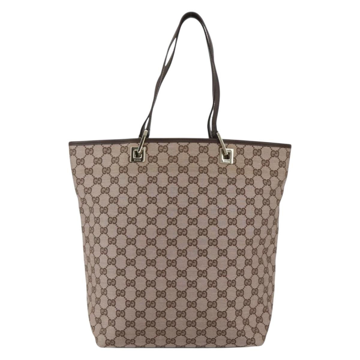 GUCCI GG Canvas Tote Bag Beige Gold 002 1098 Auth 151468
