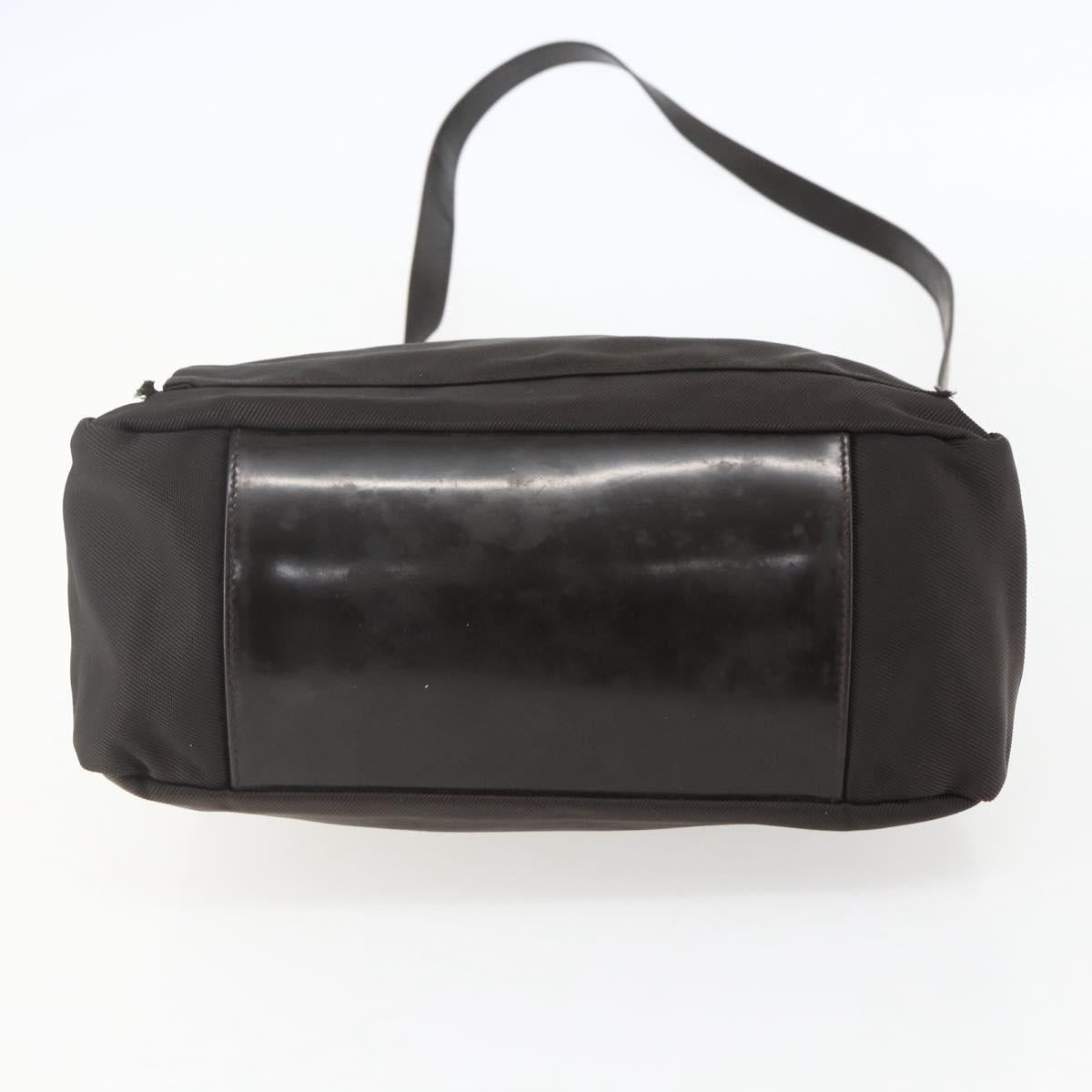 GUCCI Bamboo Shoulder Bag Nylon 2way Brown Silver Auth 151470