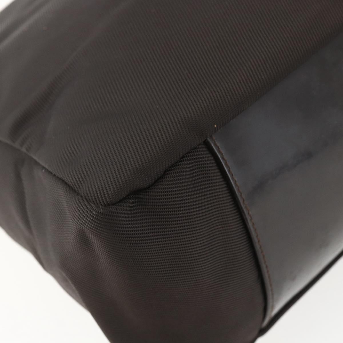 GUCCI Bamboo Shoulder Bag Nylon 2way Brown Silver Auth 151470