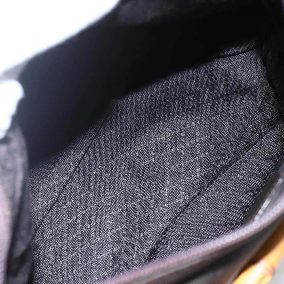 GUCCI Bamboo Shoulder Bag Nylon 2way Brown Silver Auth 151470