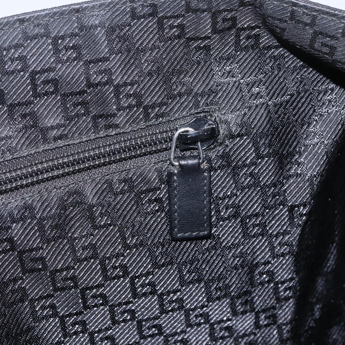 GUCCI Shoulder Bag Canvas Black Silver 122374 Auth 151471