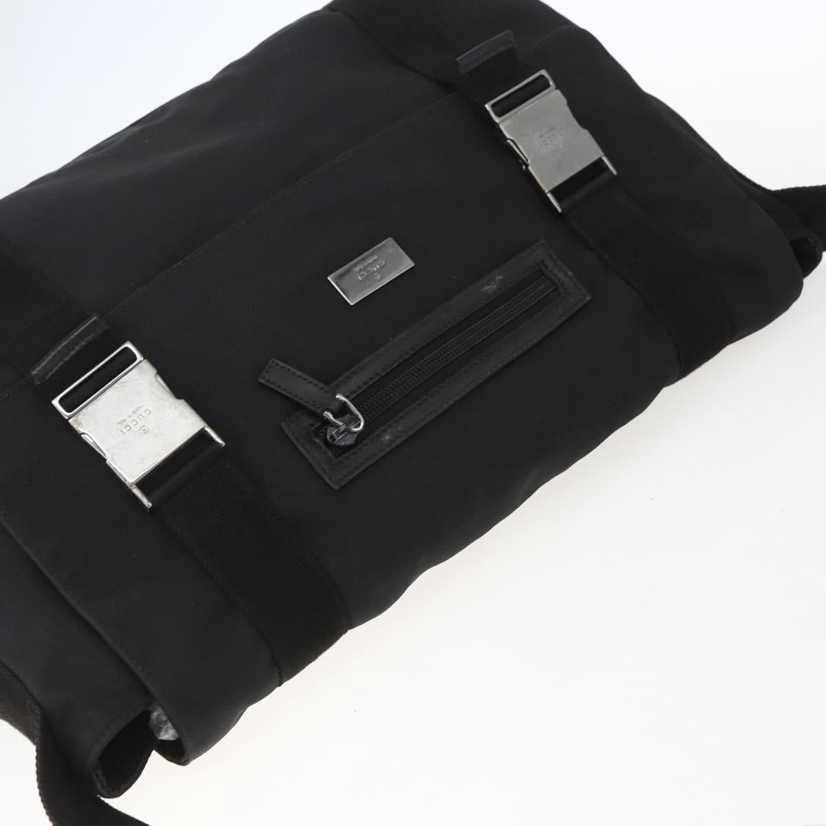 GUCCI Shoulder Bag Canvas Black Silver 122374 Auth 151471