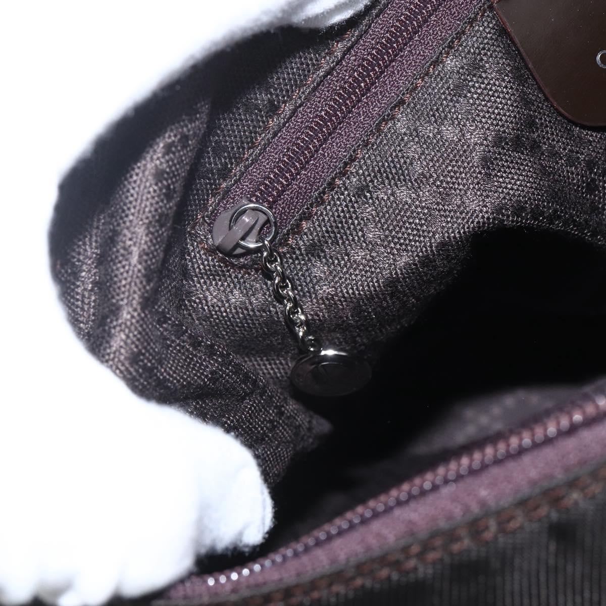 GUCCI Bamboo Shoulder Bag Nylon 2way Brown Silver 000 2404 0509 Auth 151472