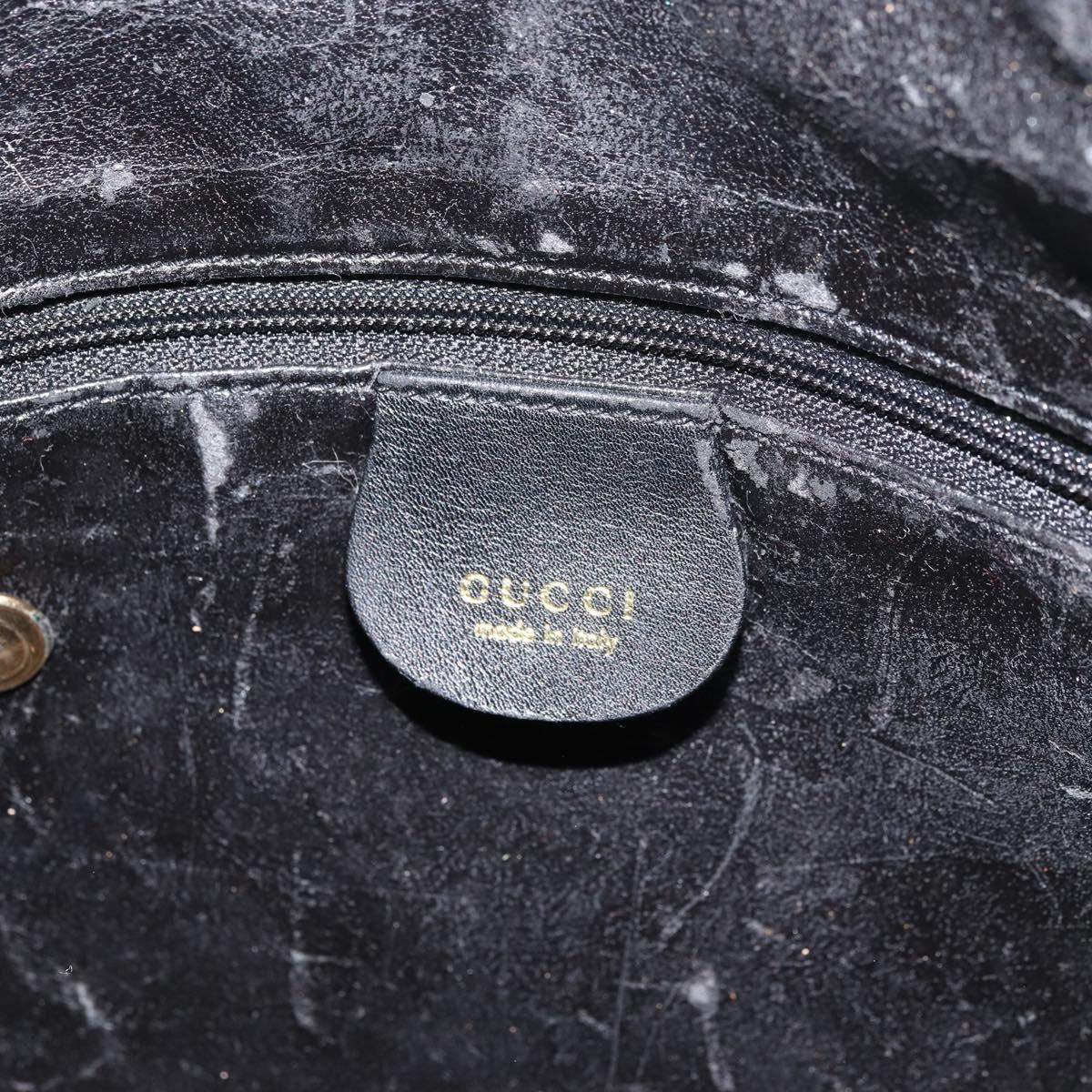 GUCCI Bamboo Shoulder Bag Leather 2way Black Gold 001 3444 1638 Auth 151473