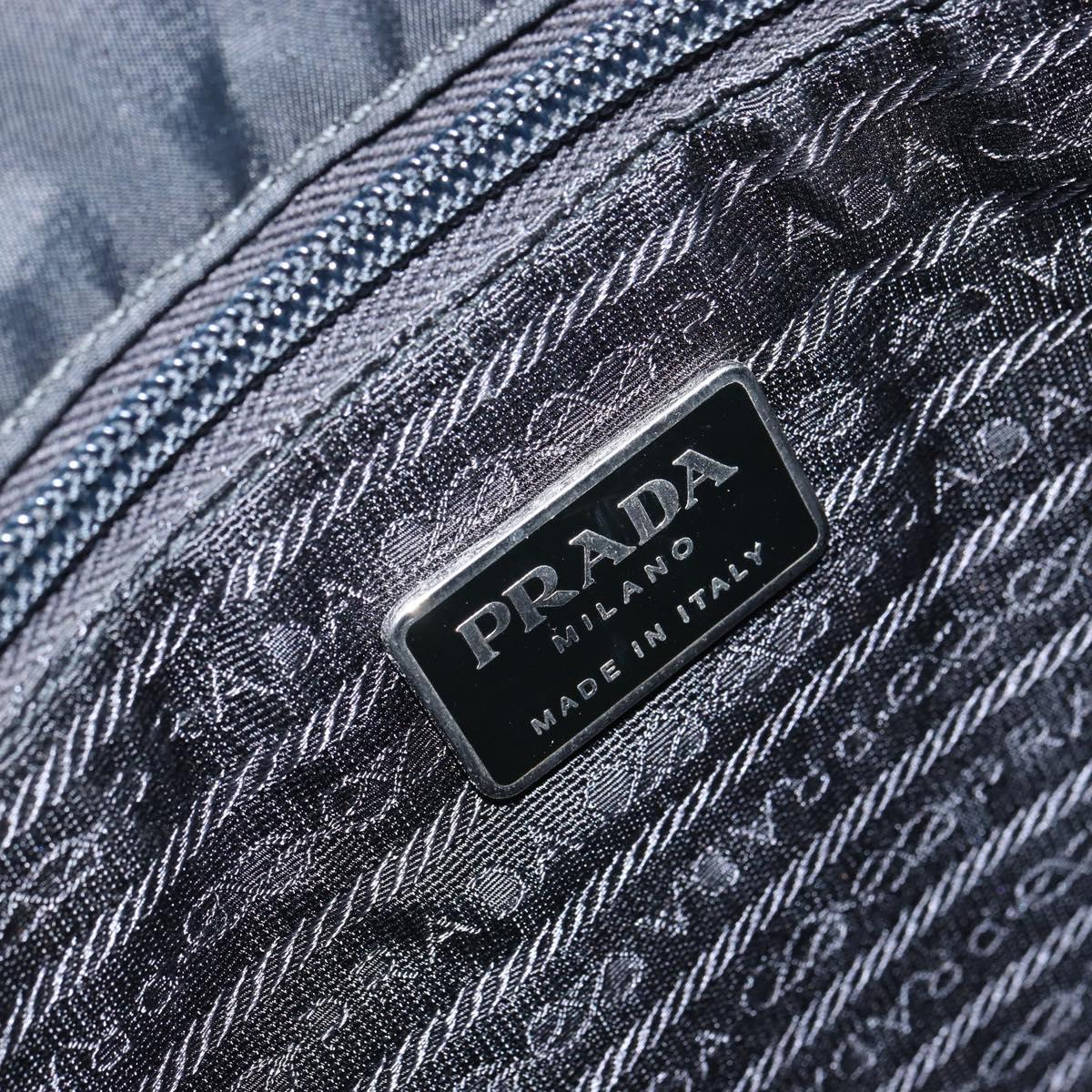 PRADA Hand Bag Nylon Black Silver Auth 151476