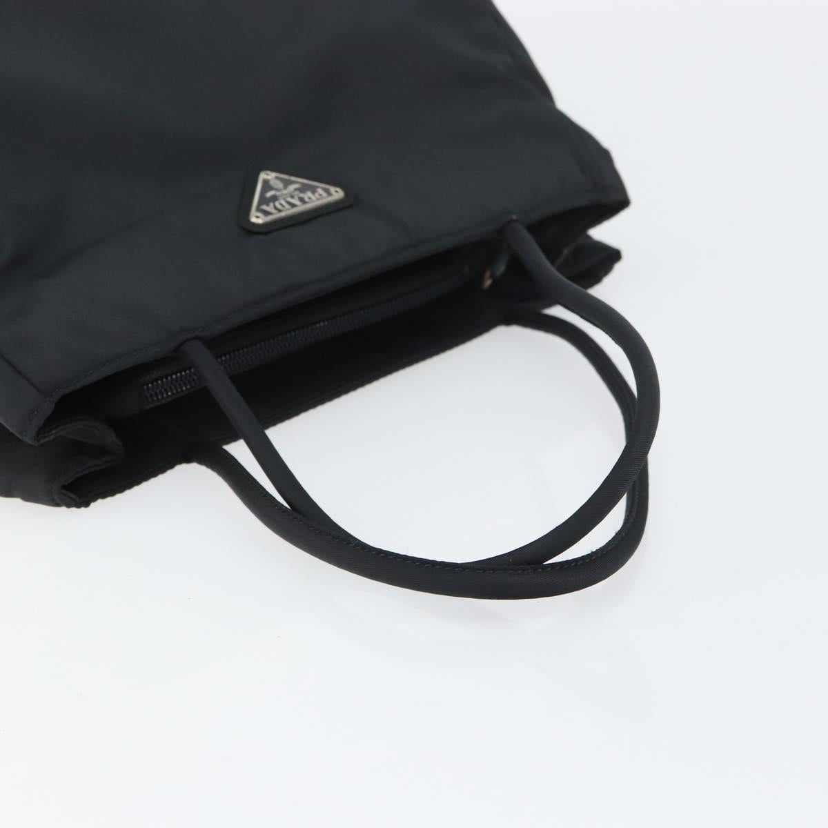 PRADA Hand Bag Nylon Black Silver Auth 151476
