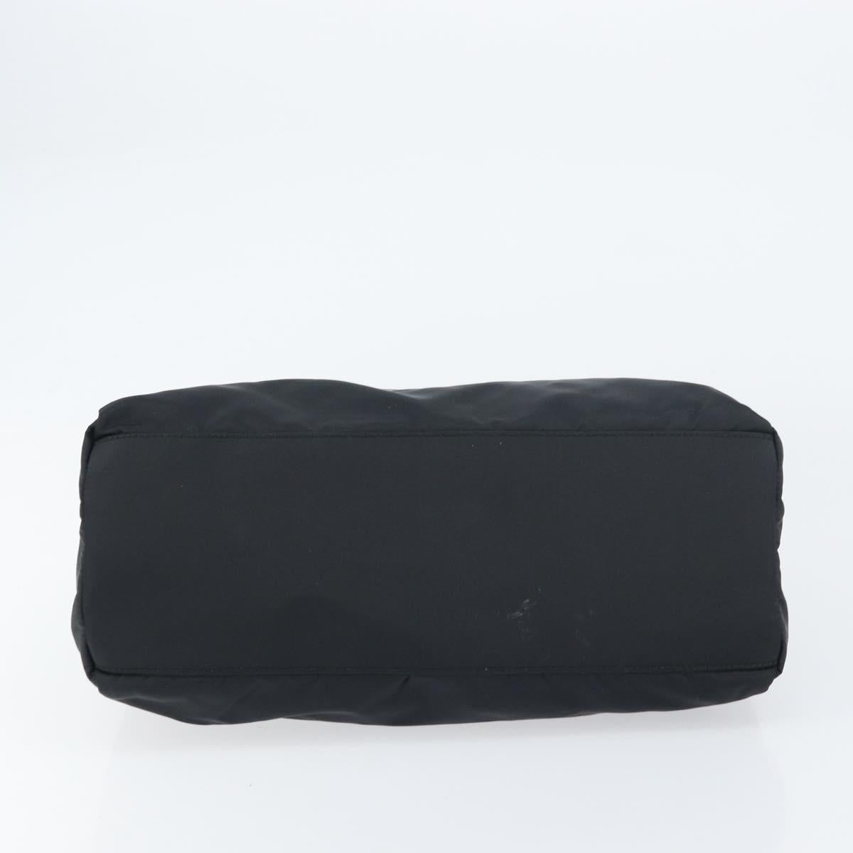 PRADA Hand Bag Nylon Black Silver Auth 151476