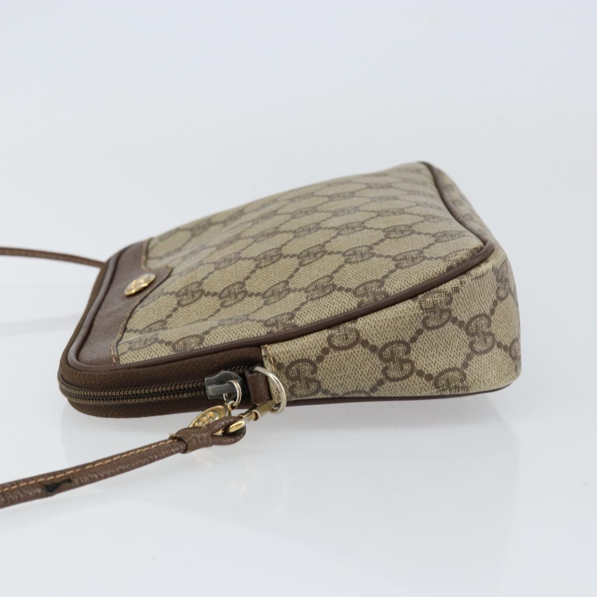 GUCCI GG Supreme Shoulder Bag PVC Beige Gold 97 02 068 Auth 151477