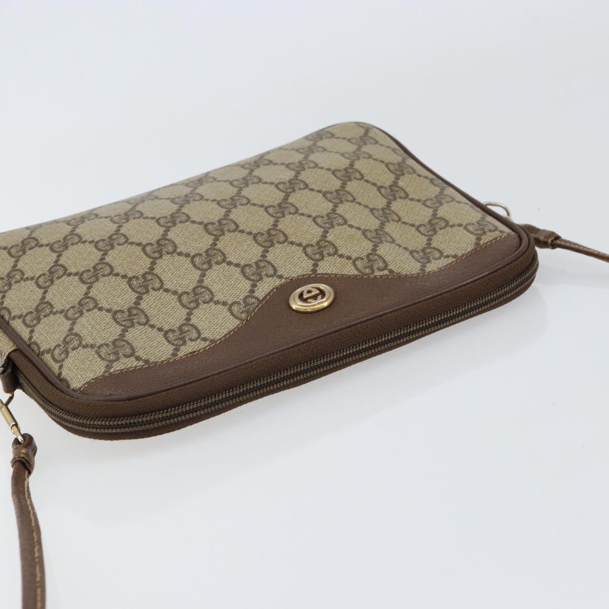 GUCCI GG Supreme Shoulder Bag PVC Beige Gold 97 02 068 Auth 151477