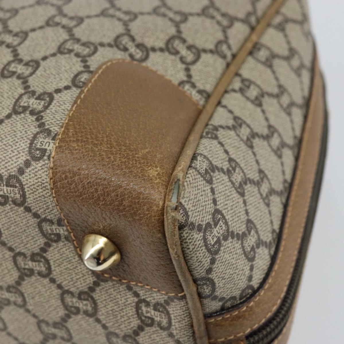 GUCCI GG Plus Supreme Boston Bag PVC Beige Gold Auth 151478