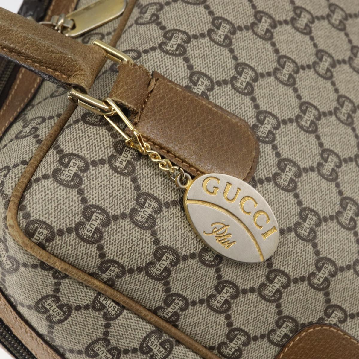 GUCCI GG Plus Supreme Boston Bag PVC Beige Gold Auth 151478