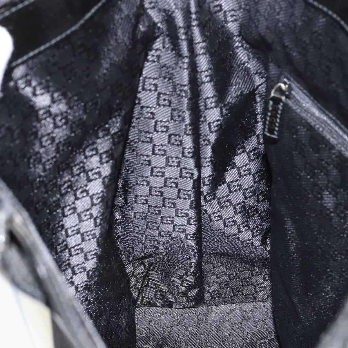 GUCCI Hand Bag Canvas Black Silver 002 1121 1669 Auth 151479