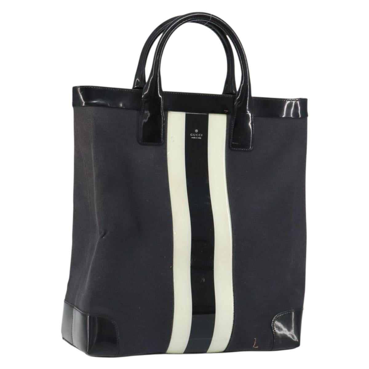 GUCCI Hand Bag Canvas Black Silver 002 1121 1669 Auth 151479