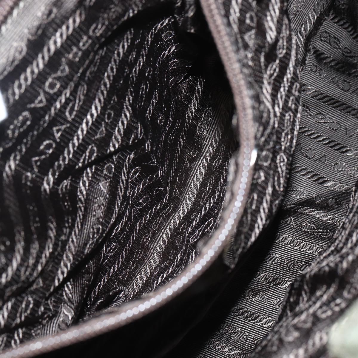 PRADA Shoulder Bag Nylon Khaki Silver Auth 151480