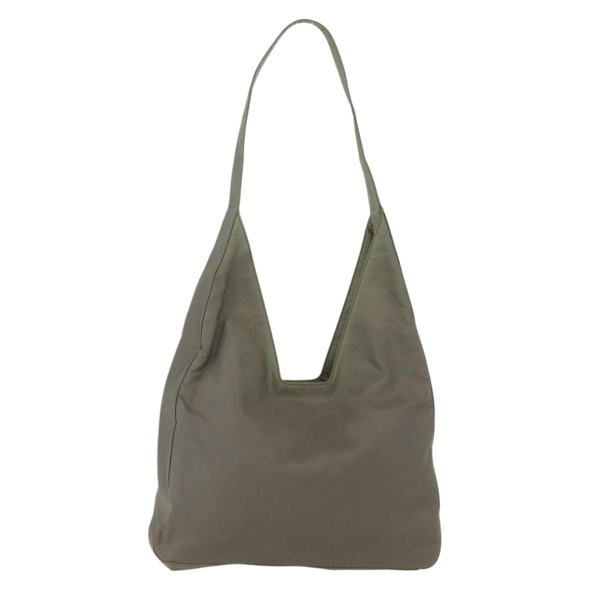 PRADA Shoulder Bag Nylon Khaki Silver Auth 151480