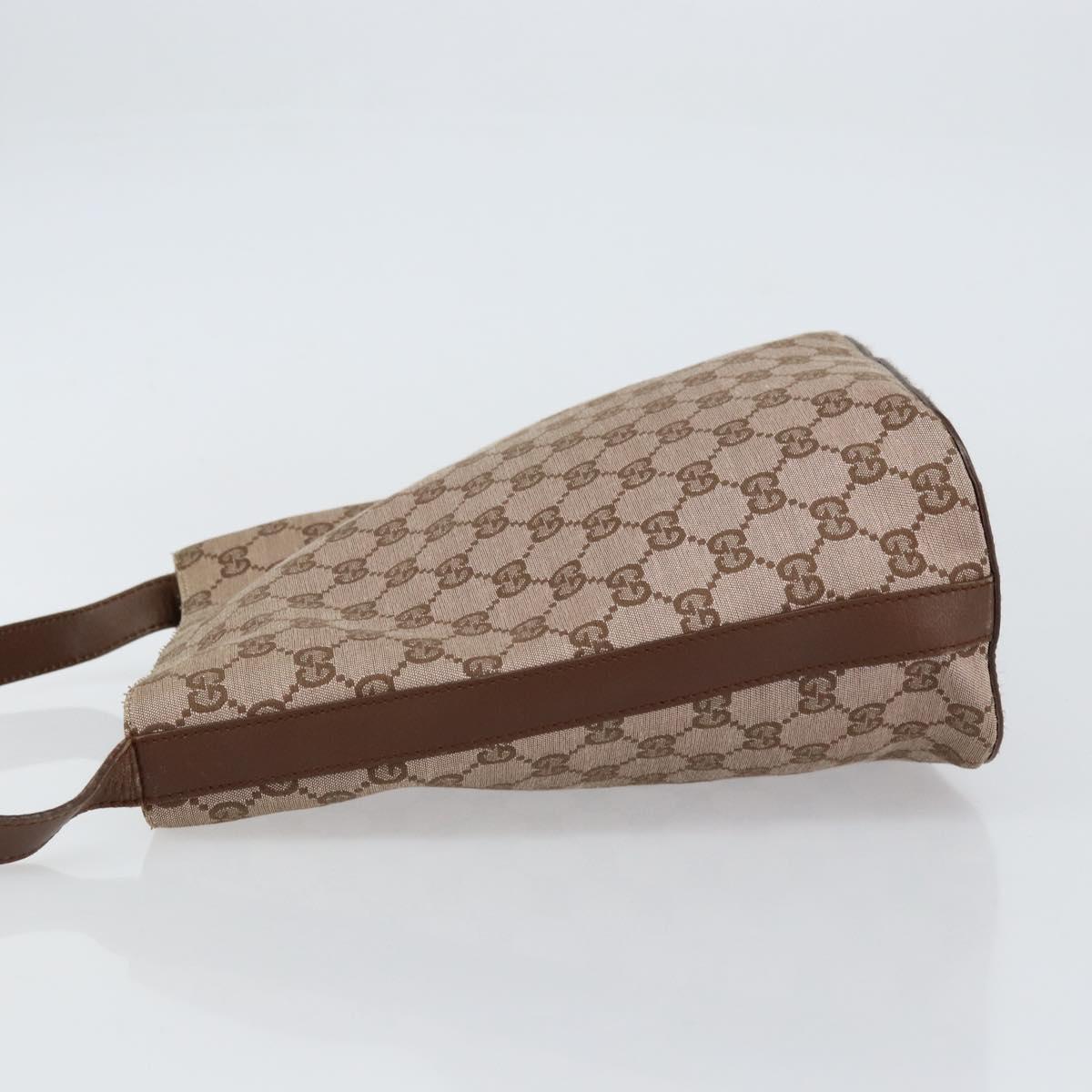 GUCCI GG Canvas Shoulder Bag Beige Gold Auth 151481