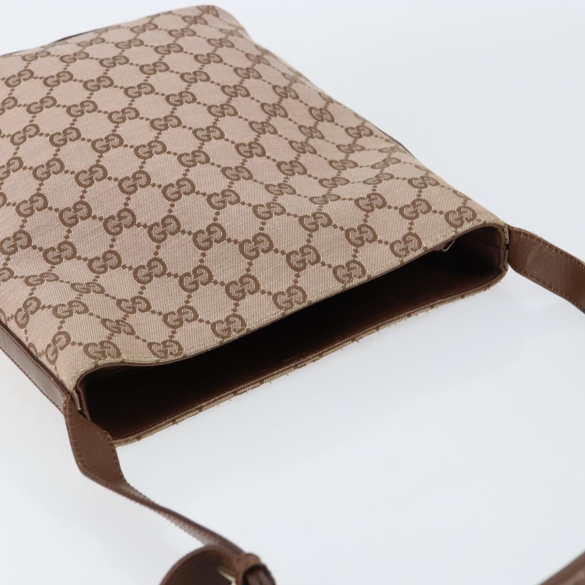 GUCCI GG Canvas Shoulder Bag Beige Gold Auth 151481