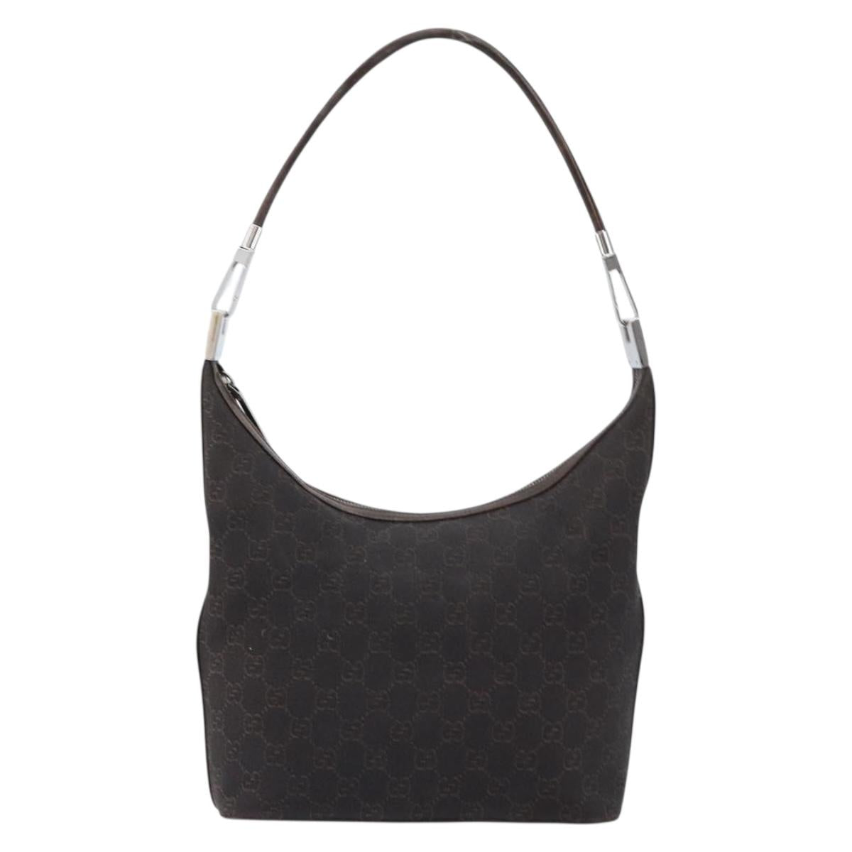 GUCCI GG Canvas Shoulder Bag Brown Silver 01234 Auth 151484