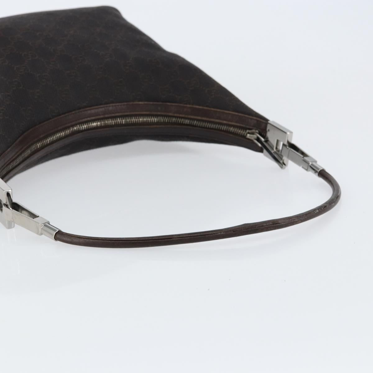 GUCCI GG Canvas Shoulder Bag Brown Silver 01234 Auth 151484