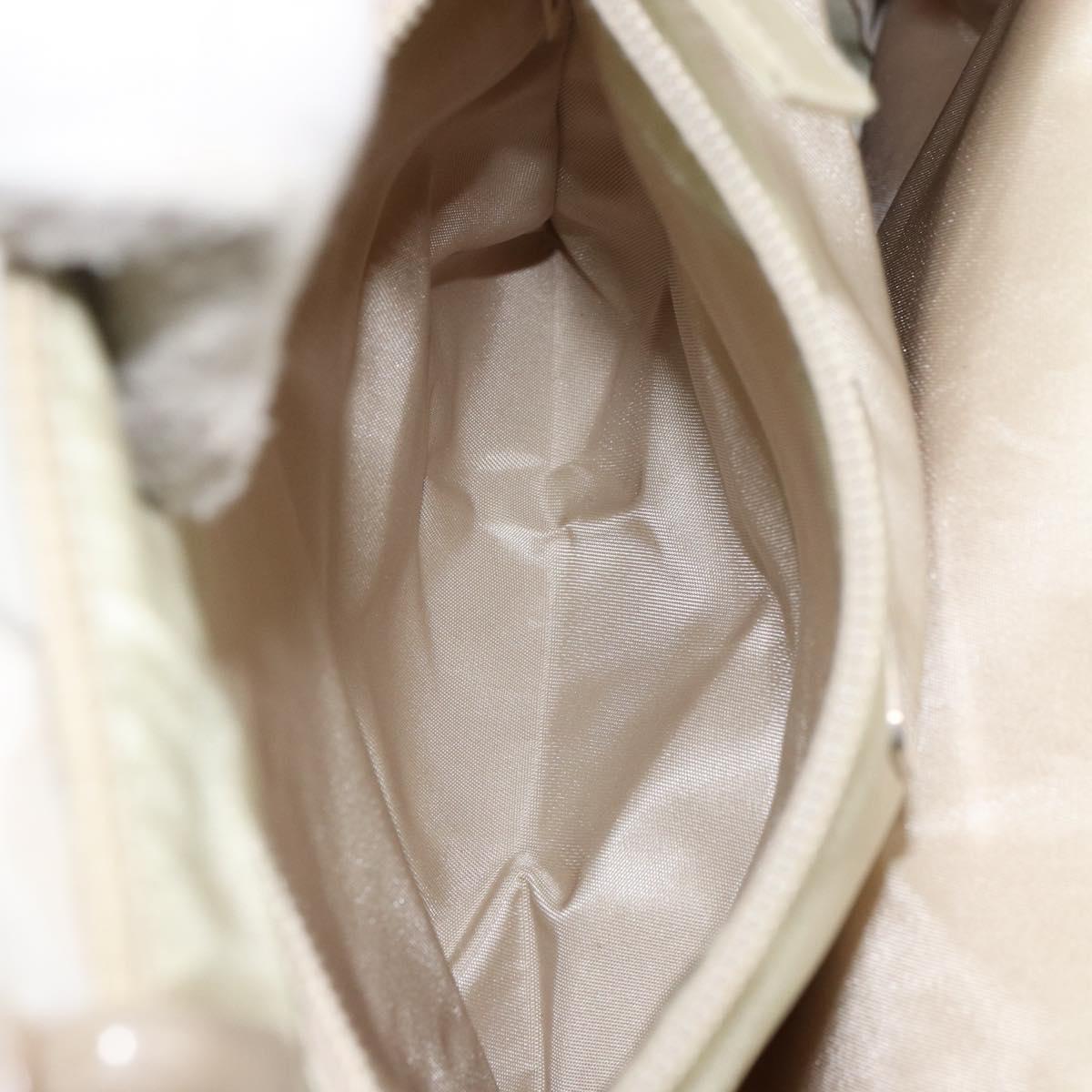 PRADA Hand Bag Nylon Beige Silver Auth 151486