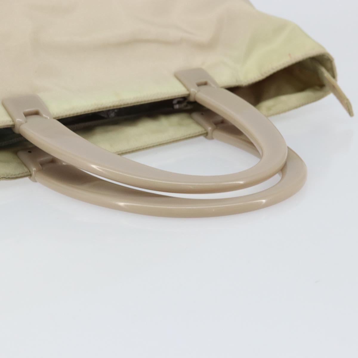 PRADA Hand Bag Nylon Beige Silver Auth 151486