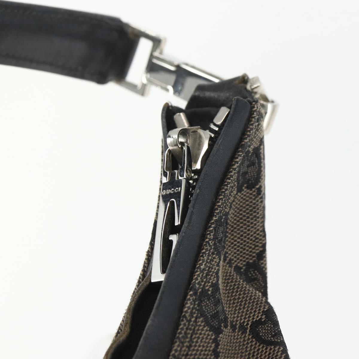GUCCI GG Canvas Shoulder Bag Black Silver 000 0602 Auth 151489