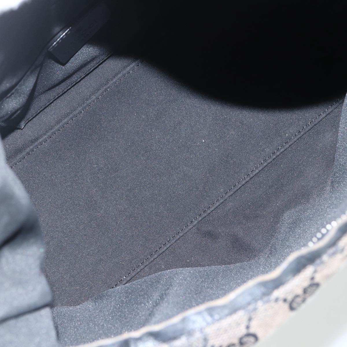 GUCCI GG Canvas Shoulder Bag Black Silver 000 0602 Auth 151489