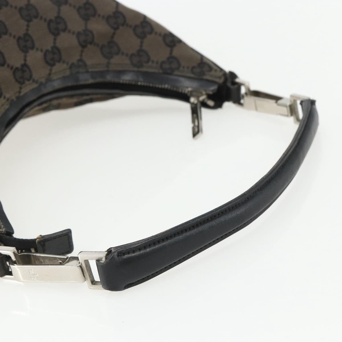 GUCCI GG Canvas Shoulder Bag Black Silver 000 0602 Auth 151489