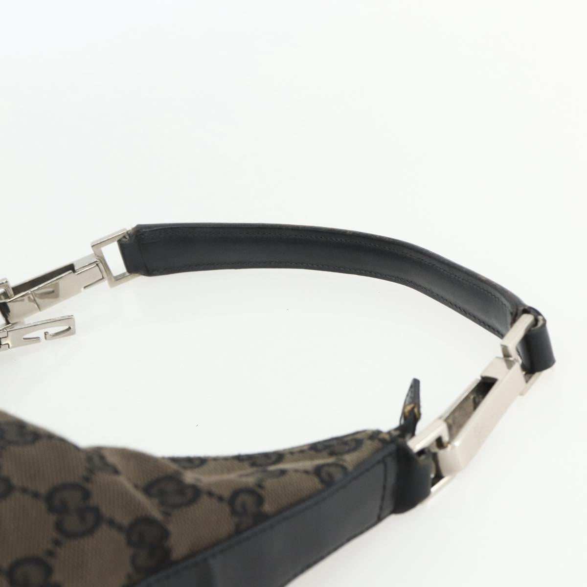 GUCCI GG Canvas Shoulder Bag Black Silver 000 0602 Auth 151489