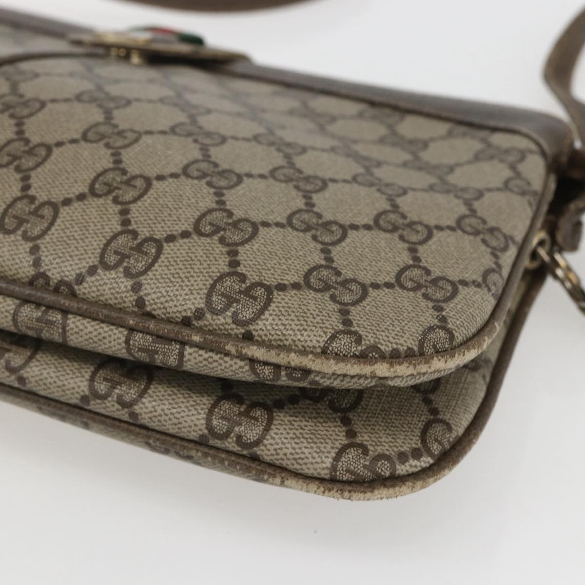 GUCCI GG Supreme Web Sherry Line Bag PVC Beige Red 904 02 043 Auth 151491