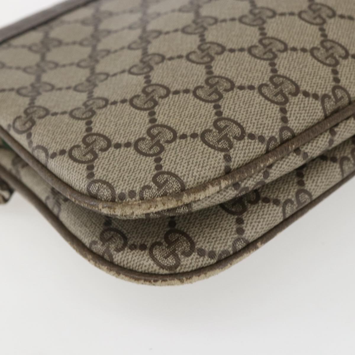 GUCCI GG Supreme Web Sherry Line Bag PVC Beige Red 904 02 043 Auth 151491