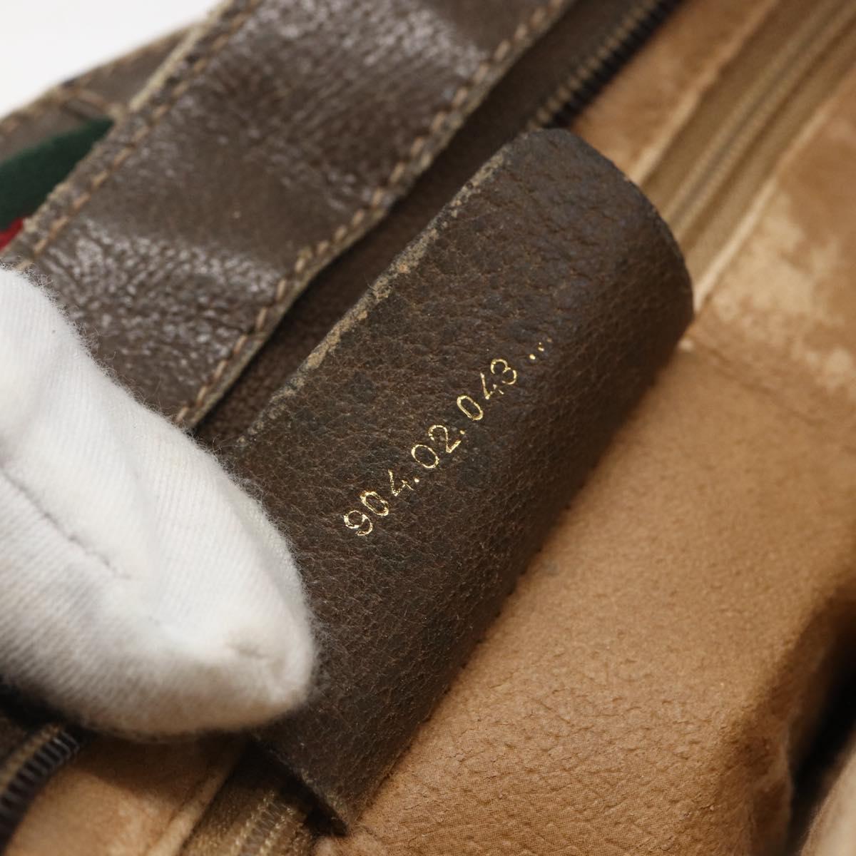 GUCCI GG Supreme Web Sherry Line Bag PVC Beige Red 904 02 043 Auth 151491