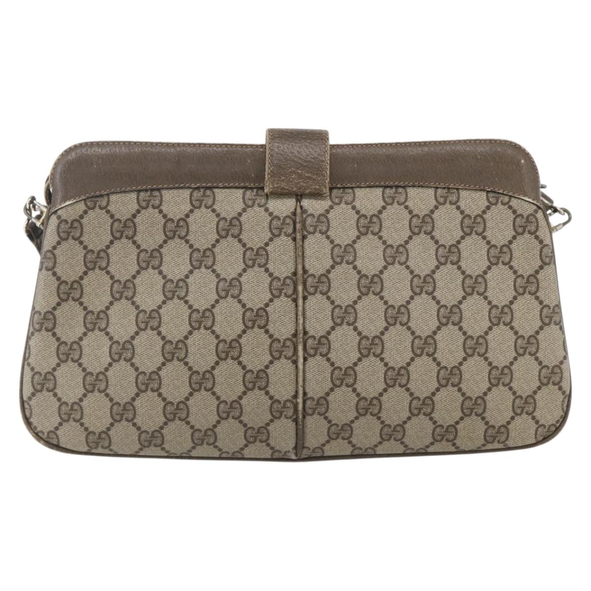 GUCCI GG Supreme Web Sherry Line Bag PVC Beige Red 904 02 043 Auth 151491