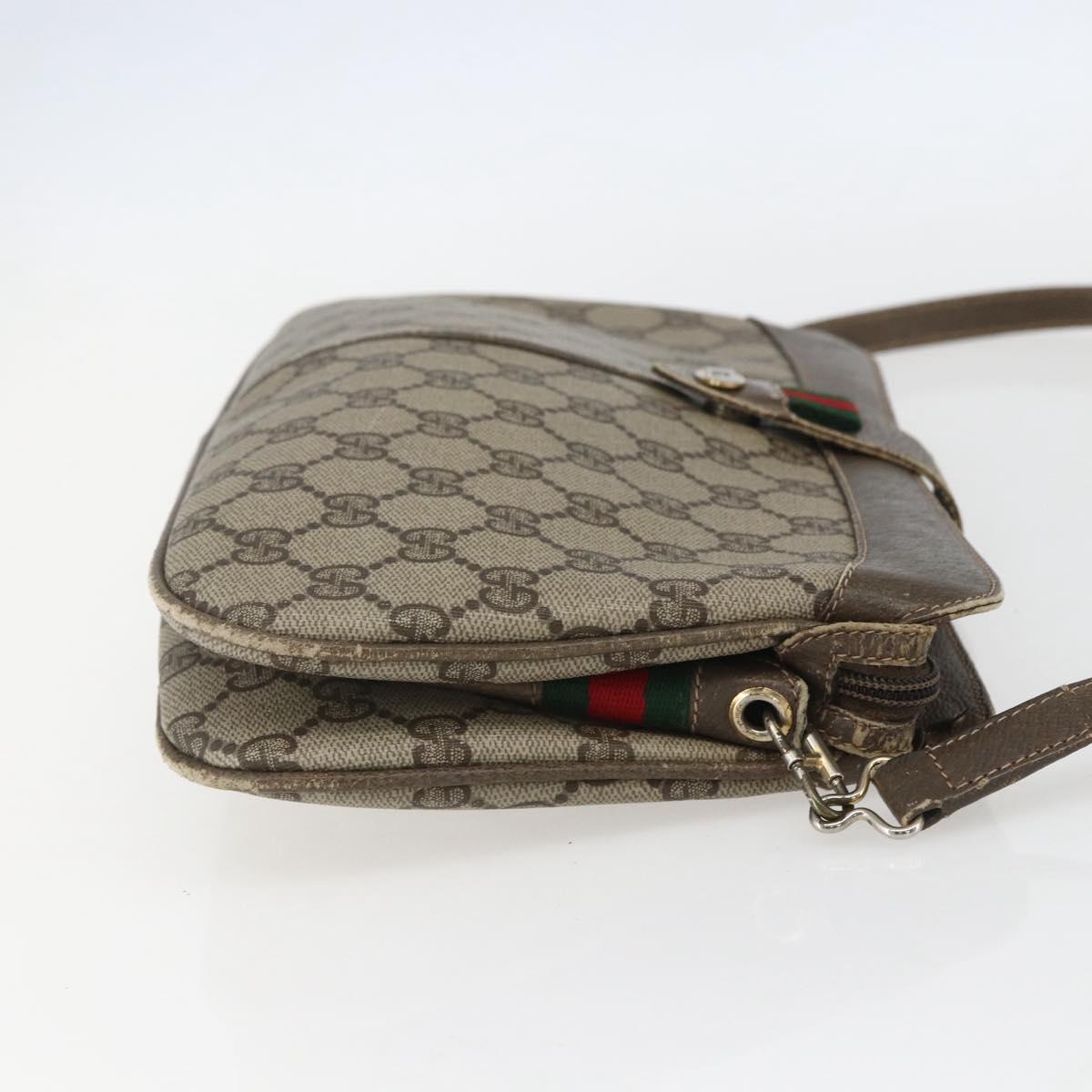 GUCCI GG Supreme Web Sherry Line Bag PVC Beige Red 904 02 043 Auth 151491