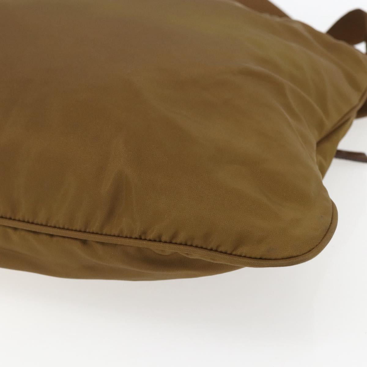 PRADA Shoulder Bag Nylon Brown Silver Auth 151496