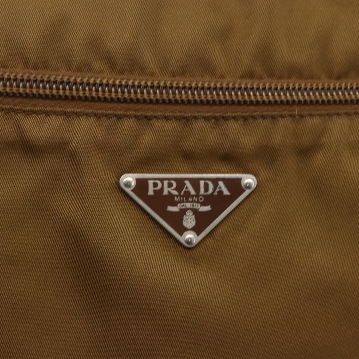 PRADA Shoulder Bag Nylon Brown Silver Auth 151496