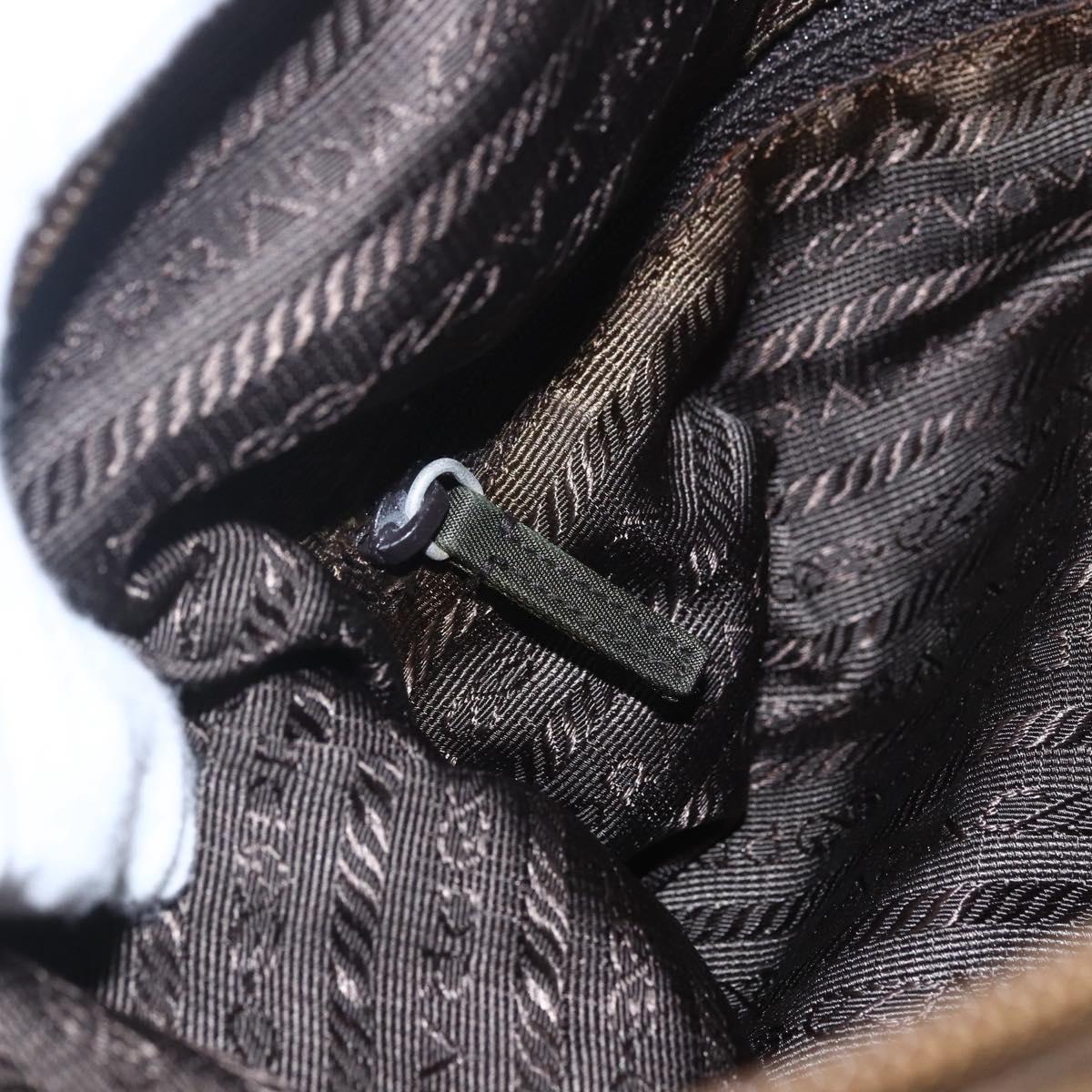 PRADA Shoulder Bag Nylon Brown Silver Auth 151496