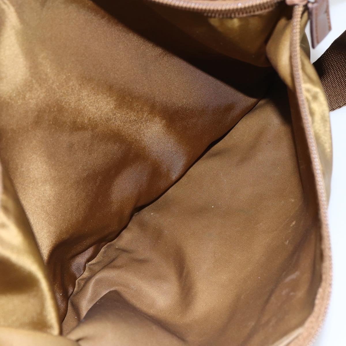 PRADA Shoulder Bag Nylon Brown Silver Auth 151496