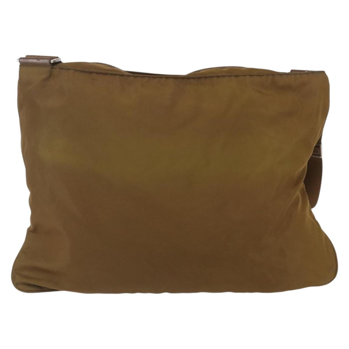 PRADA Shoulder Bag Nylon Brown Silver Auth 151496