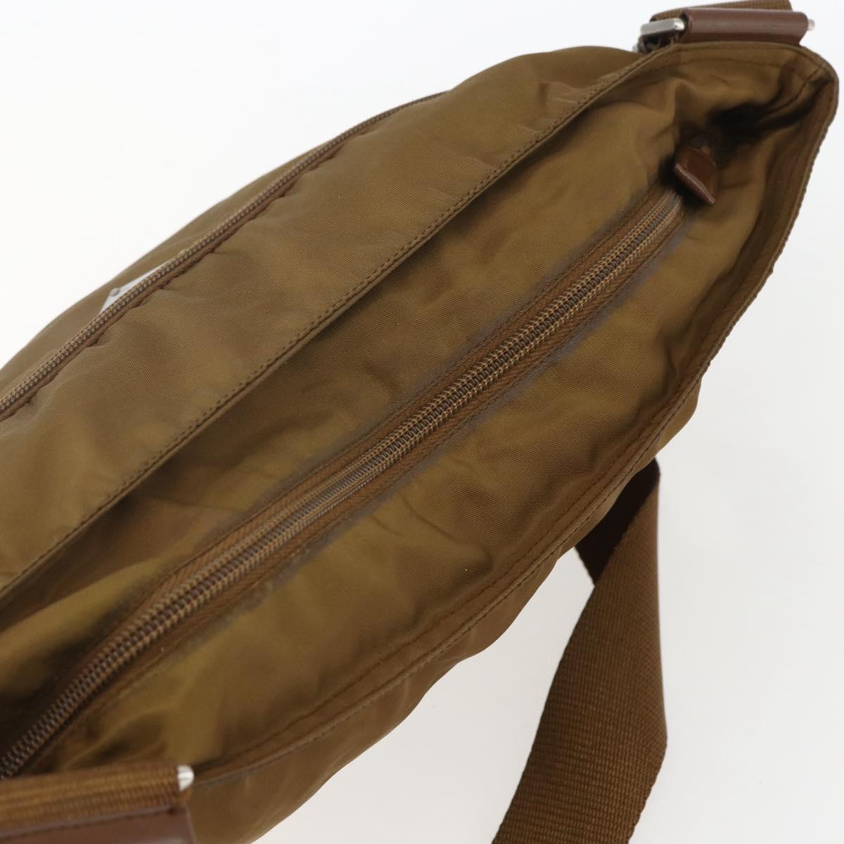 PRADA Shoulder Bag Nylon Brown Silver Auth 151496