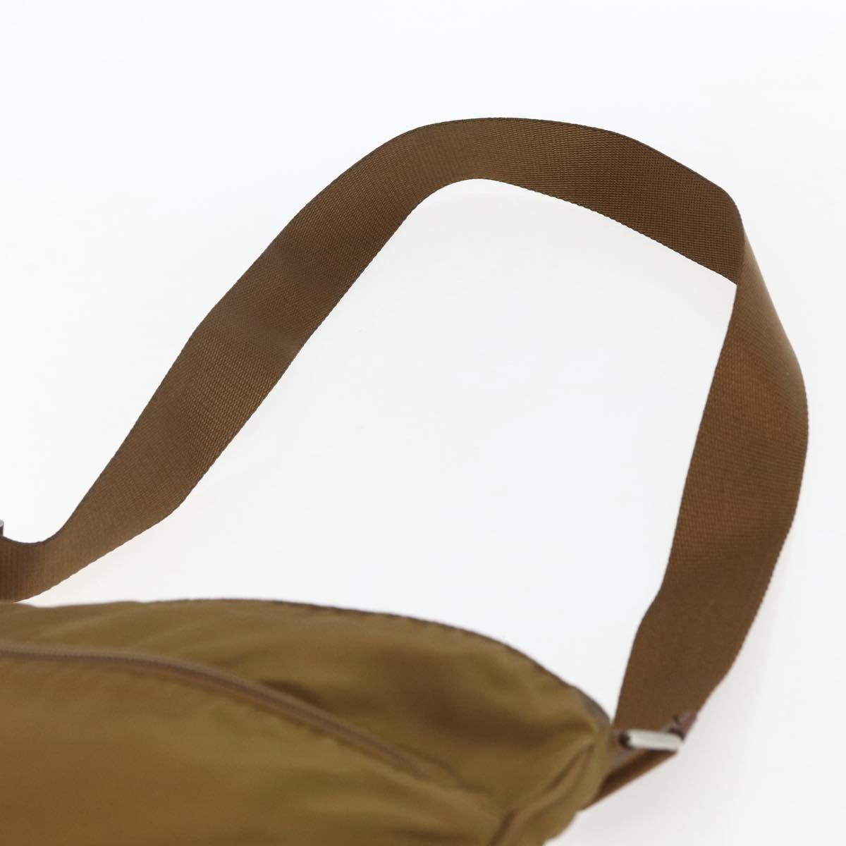 PRADA Shoulder Bag Nylon Brown Silver Auth 151496