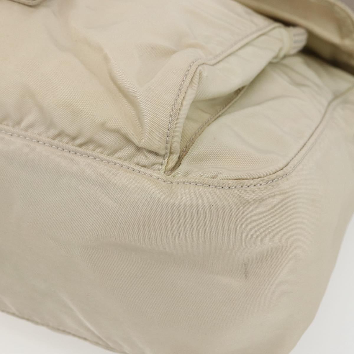 PRADA Shoulder Bag Nylon Beige Silver Auth 151497